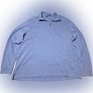 Polo‎ Ralph Lauren Pullover 1/4 Zip Men 2XL Blue Cotton Estate Rib Preppy Casual